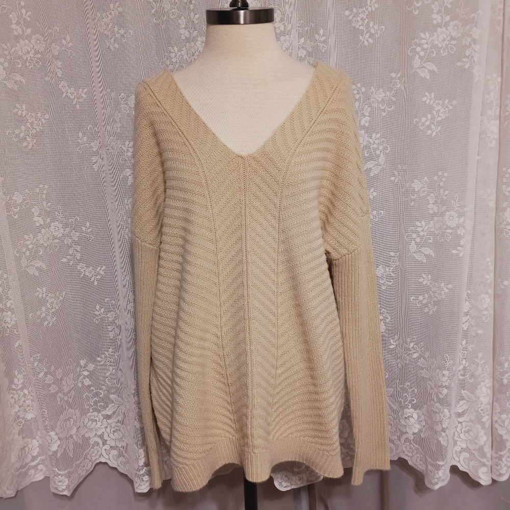 Lisa Rinna Collection - Long Sleeve V-neck Pullover Knit Sweater